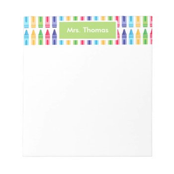 Multi Colored Crayons Personalized Notepad by SAGiftsandDesign at Zazzle