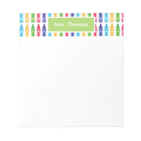 Multi Colored Crayons Personalized Notepad
