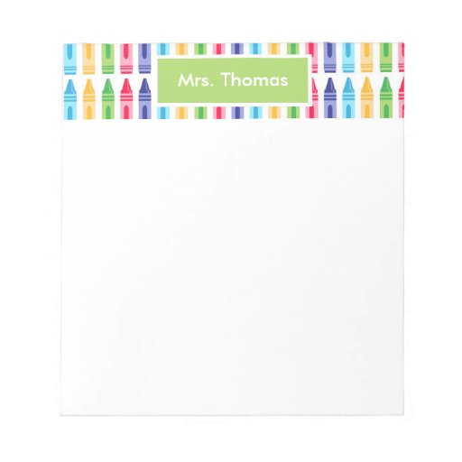 Multi Colored Crayons Personalized Notepad | Zazzle