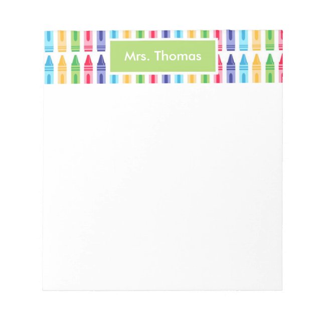 Multi Colored Crayons Personalized Notepad (Front)