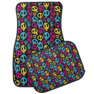Multi Colored Crazy Skulls Car Mat