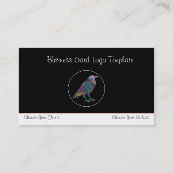 Multi- Colored Crow Or Raven Logo Business Card by businesscardslogos at Zazzle