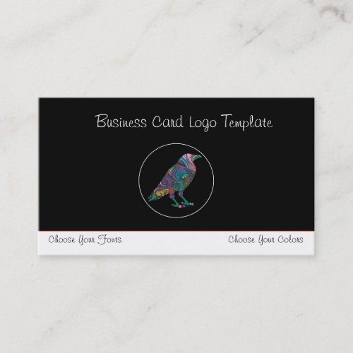 Multi_ Colored Crow or Raven Logo Business Card