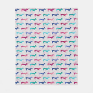 Multi-colored Dachshund Pattern Fleece Blanket