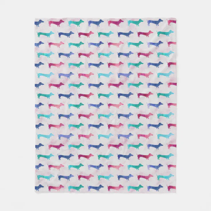 Multicolored Dachshund Pattern Fleece Blanket Zazzle