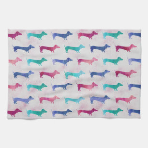 Multi-colored Dachshund Pattern Kitchen Towel