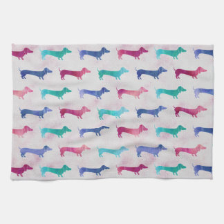 Multi-colored Dachshund Pattern Kitchen Towel