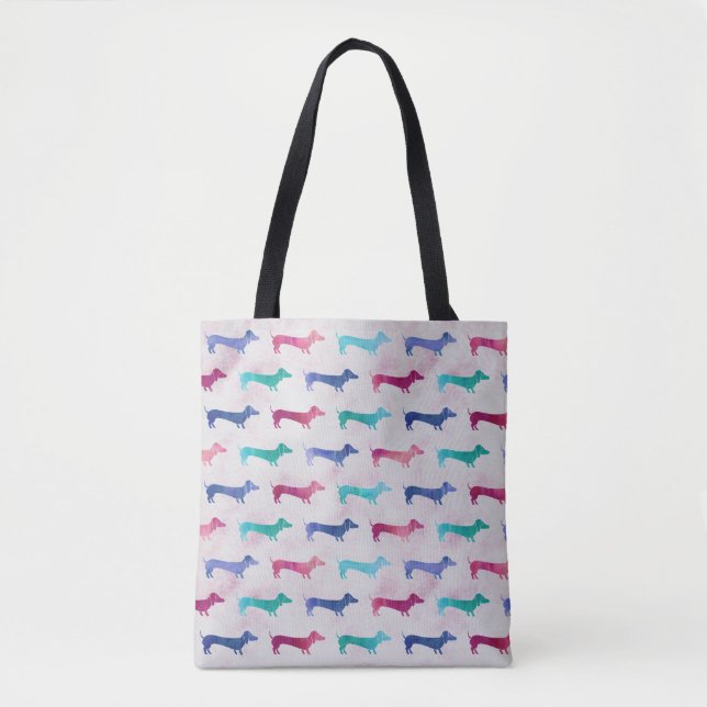 Multi-colored Dachshund Pattern Tote Bag (Front)