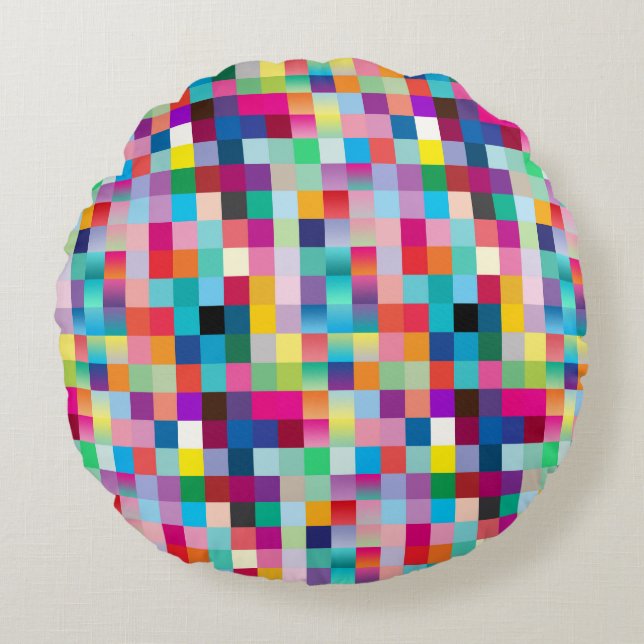Multi Colored Design Round Pillow (Front)