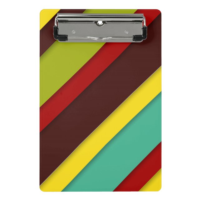 Multi-Colored Diagonal Stripes Mini Clipboard (Front)