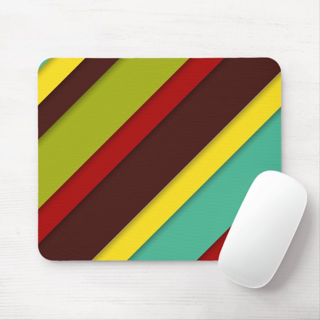 Multi-Colored Diagonal Stripes Mouse Pad – Modern  (With Mouse)