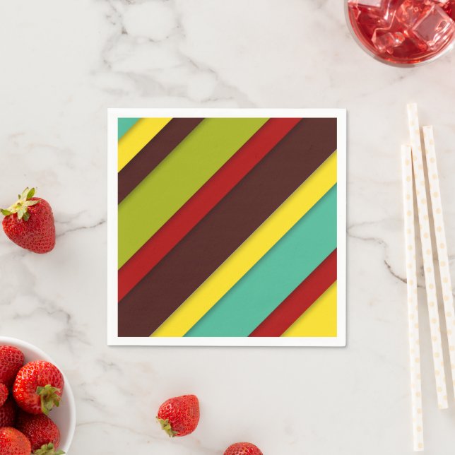 Multi-Colored Diagonal Stripes Napkins (Insitu)