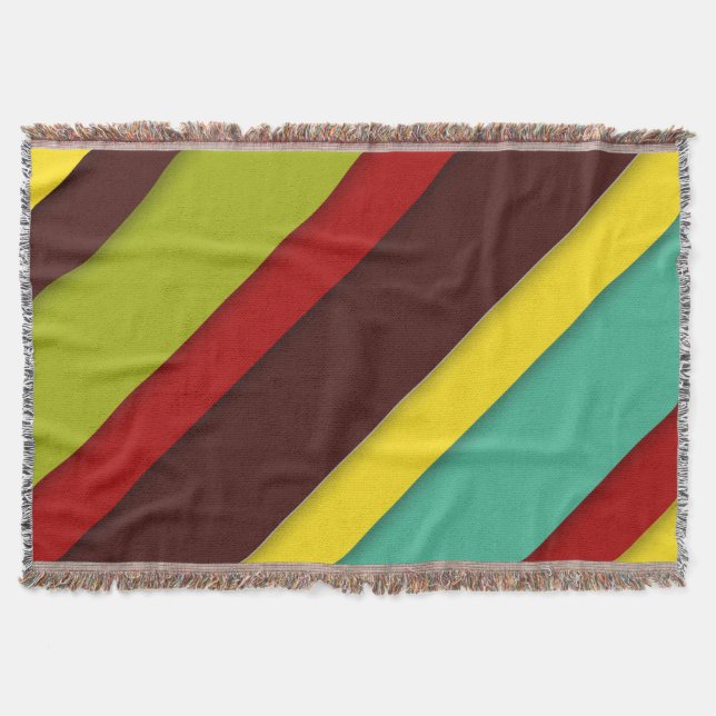 Multi-Colored Diagonal Stripes Throw Blanket (Front)