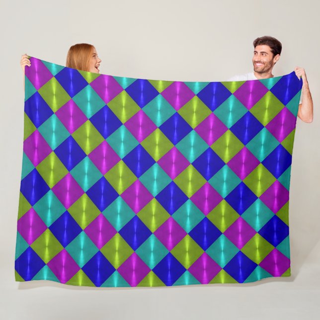 Multi Colored Diamond Pattern Fleece Blanket (In Situ)
