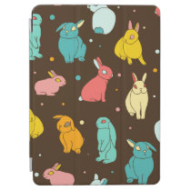 Multi-colored, different rabbits, hares on a dark  iPad air cover