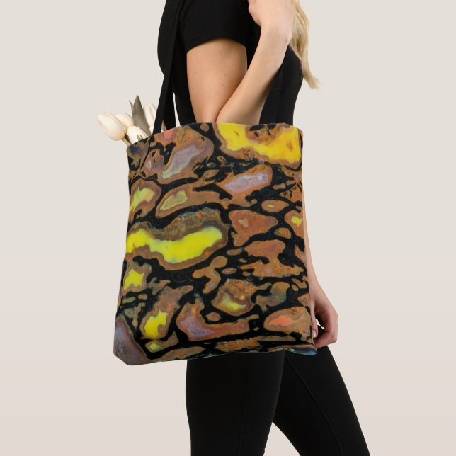 Multi Colored Dinosaur Bone Tote Bag (Close Up)