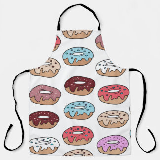 Multi-colored donuts hand drawn seamless pattern. apron