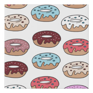 Multi-colored donuts hand drawn seamless pattern.  faux canvas print