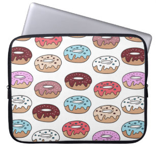 Multi-colored donuts hand drawn seamless pattern.  laptop sleeve