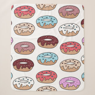 Multi-colored donuts hand drawn seamless pattern. sherpa blanket