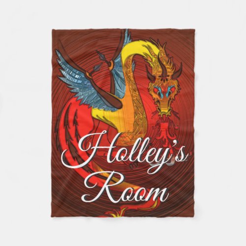 Multi Colored Dragon Fantasy Art Personalized Fleece Blanket