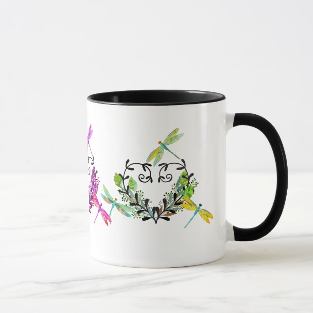 Multi-Colored Dragonfly Inspired Coffee Mug (Right)