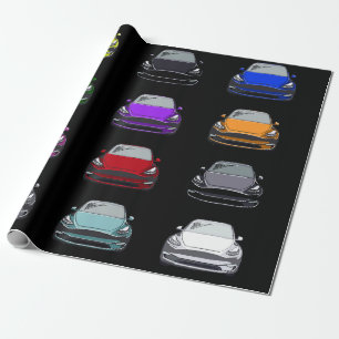 Multi Colored Electric Vehicle SUV Car Black Wrapping Paper