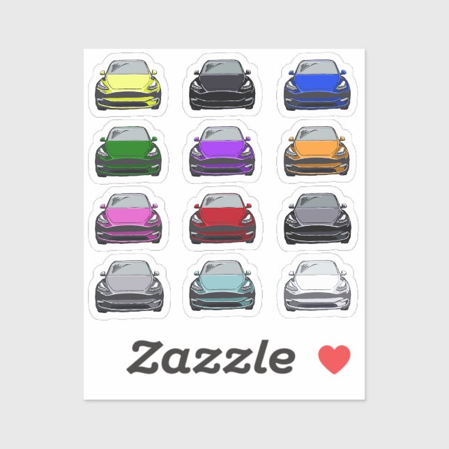 Multi-colored Electric Vehicle SUV Car Drawing Sticker (Sheet)