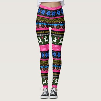 Multi-colored Fair Isle Pattern Leggings by K2Pphotography at Zazzle