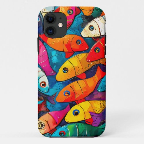 Multi_colored Fish Pattern iPhone 11 Case