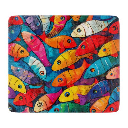 Multi_colored Fish Pattern Cutting Board