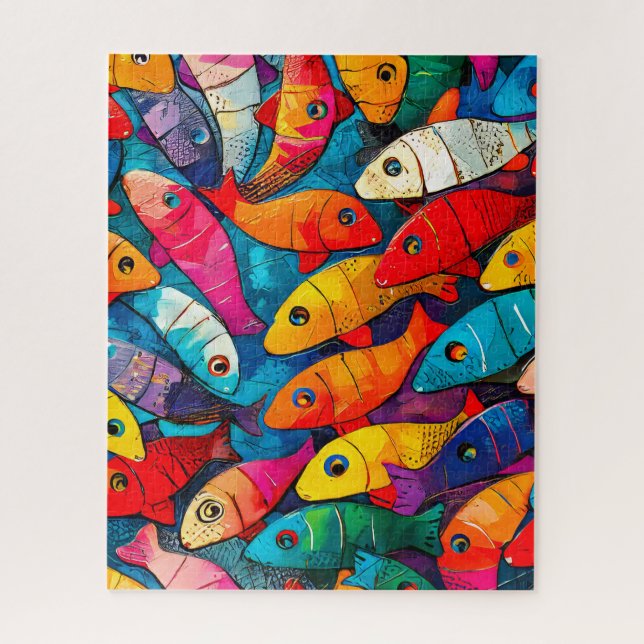 Multi-colored Fish Pattern Jigsaw Puzzle (Vertical)