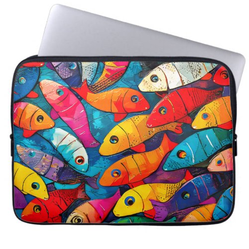 Multi_colored Fish Pattern Laptop Sleeve