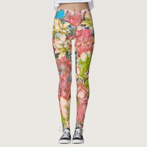 Multi_Colored Floral Leggings Beauty