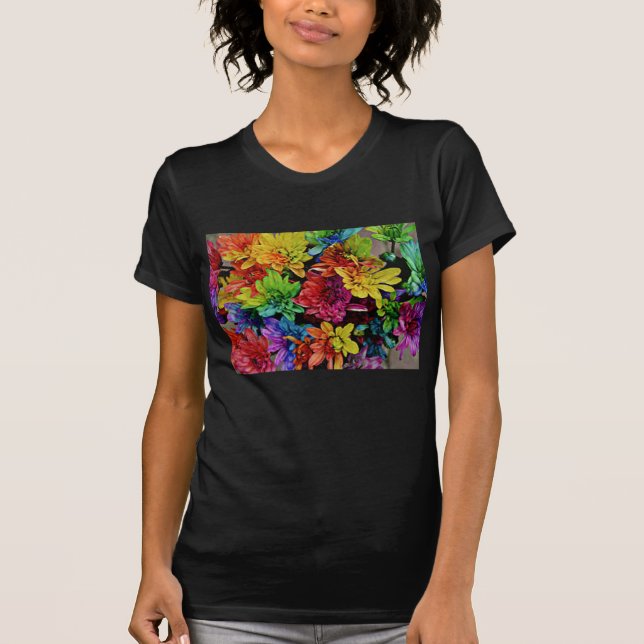 Multi-Colored Floral T-Shirt (Black) (Front)