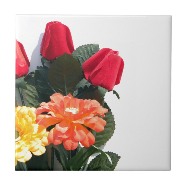 Multi-Colored Flowers Ceramic Tile (Front)