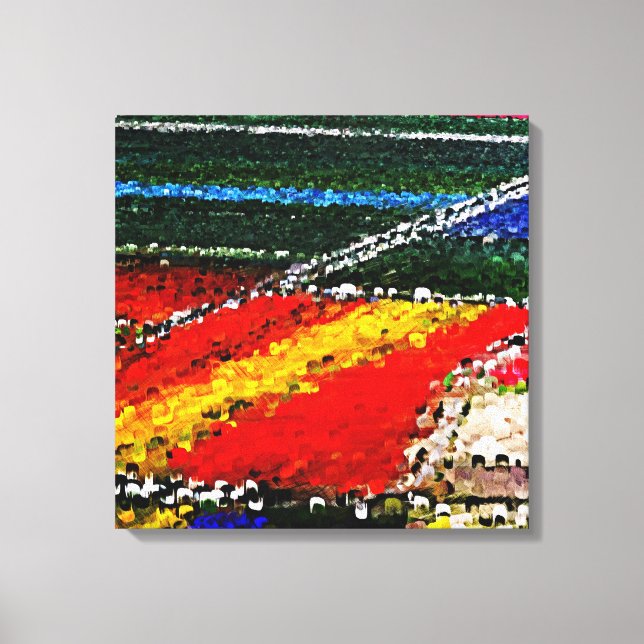 Multi Colored Flowers Field Painting Canvas Print (Front)