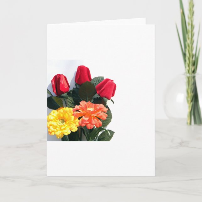 Multi-Colored Flowers Holiday Card (Front)