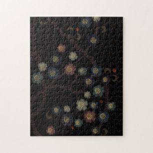 Multi-Colored Flowers On Black Jigsaw Puzzle