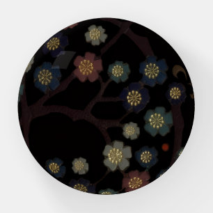 Multi-Colored Flowers On Black Paperweight