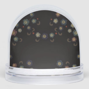 Multi-Colored Flowers On Black Snow Globe