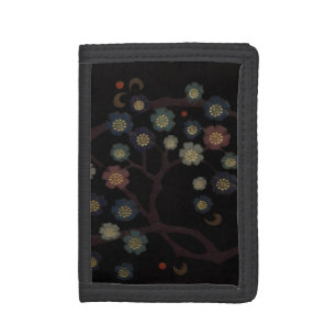 Multi-Colored Flowers On Black Tri-fold Wallet