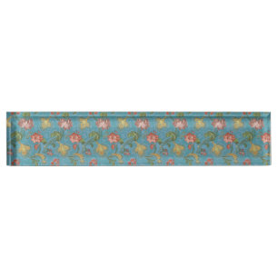Multi-Colored Flowers Pattern Desk Name Plate