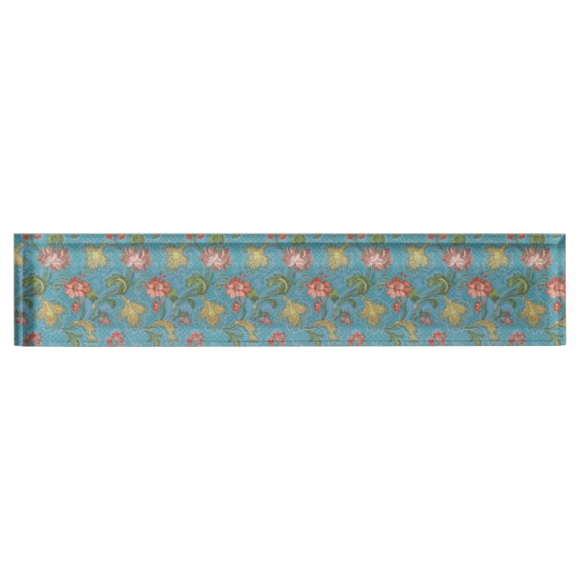 Multi-Colored Flowers Pattern Desk Name Plate (Front)