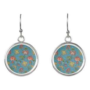 Multi-Colored Flowers Pattern Earrings
