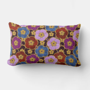 Multi-Colored Flowers Pattern Lumbar Pillow