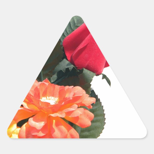 Multi-Colored Flowers Triangle Sticker (Front)