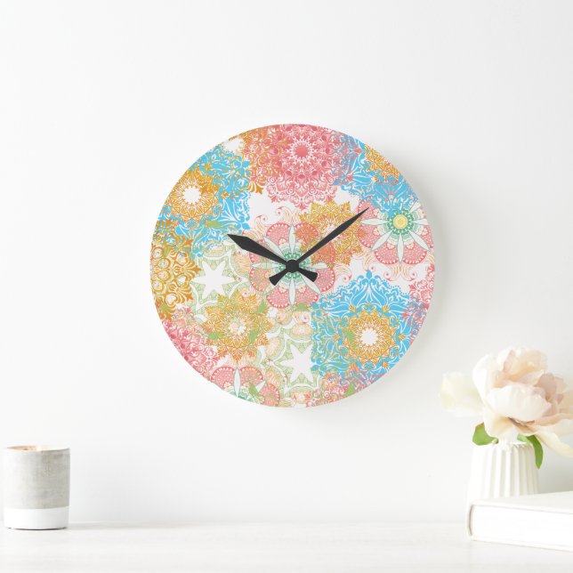 Multi-Colored Flowers Wall Clock (Home)