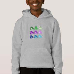 Multi-colored frogs on kids Grey pullover hoodie