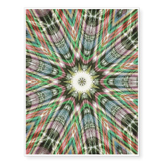 Multi-colored geometric 9-pointed star pattern temporary tattoos